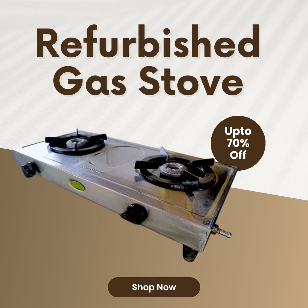 Refurbished Stainless Steel Two-Burner Gas Stove with Brass Burners