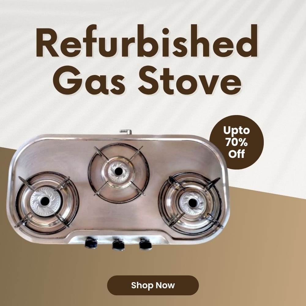 Refurbished Three-Burner Stainless Steel Gas Stove with Brass Burners