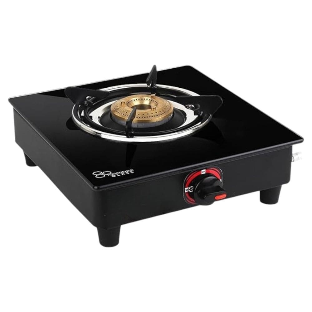 Durable Single-Burner Gas Stove with Tempered Glass Top & Stainless Steel Frame