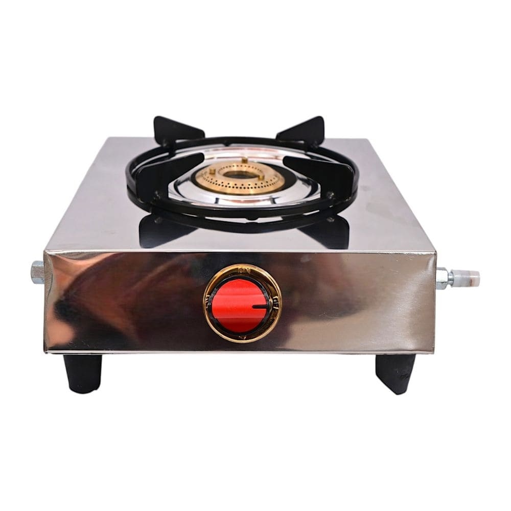 Jointless Stainless Steel Single Burner Gas Stove with Cast Iron Support