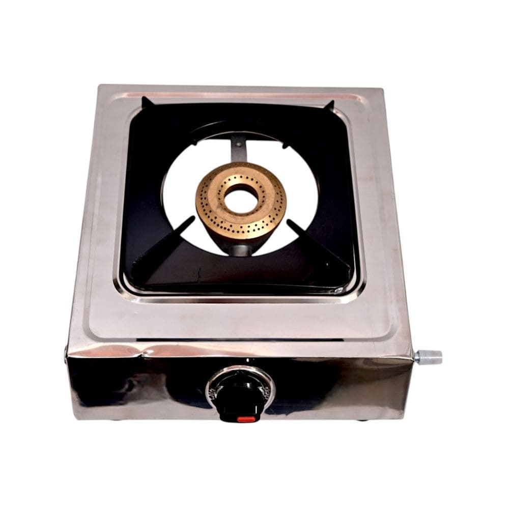 Compact Single Burner Gas Stove with Stainless Steel Body and Cast Iron Support