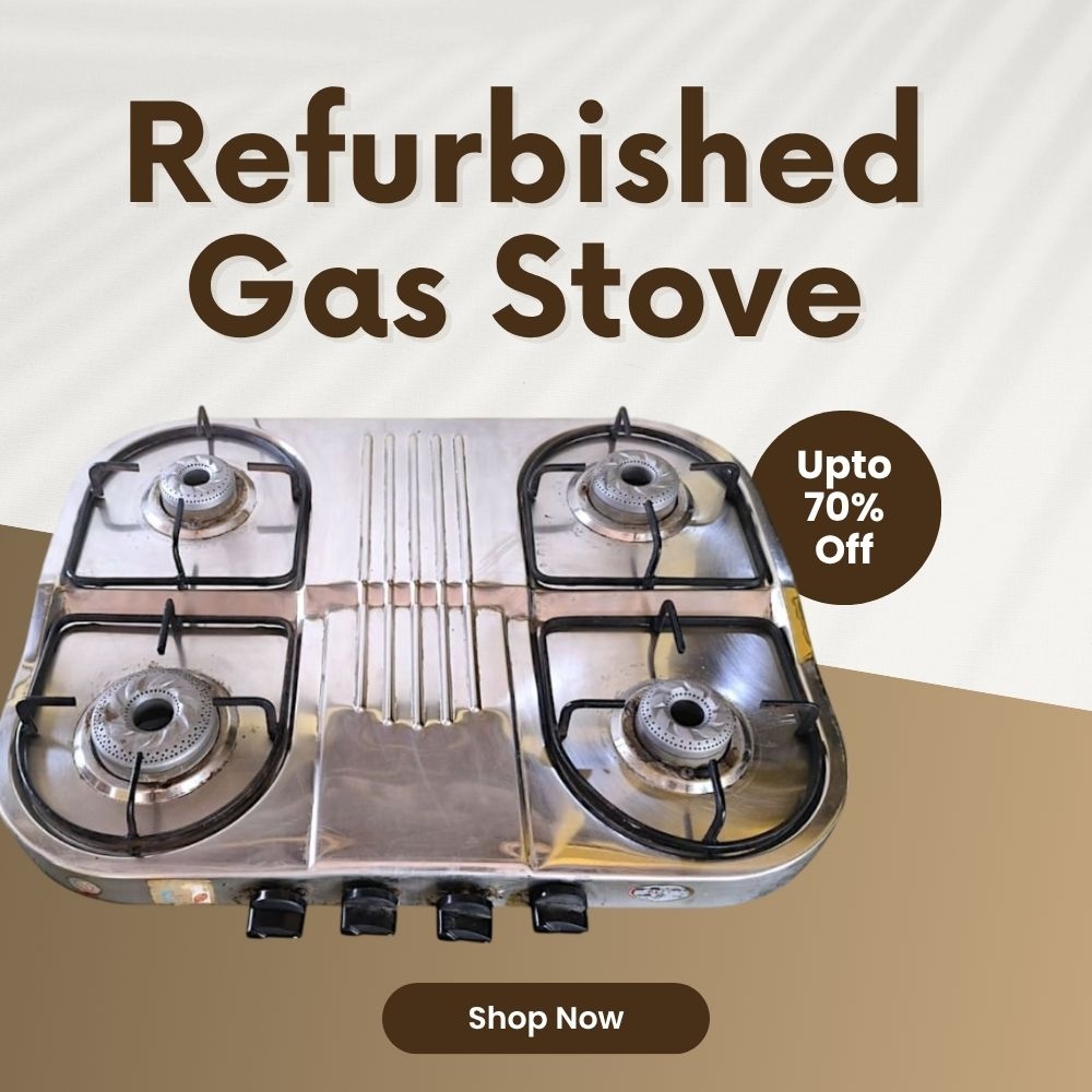 Four Burner Stainless Steel Refurbished Gas Stove with Free Pipe , Lighter and Clip Set