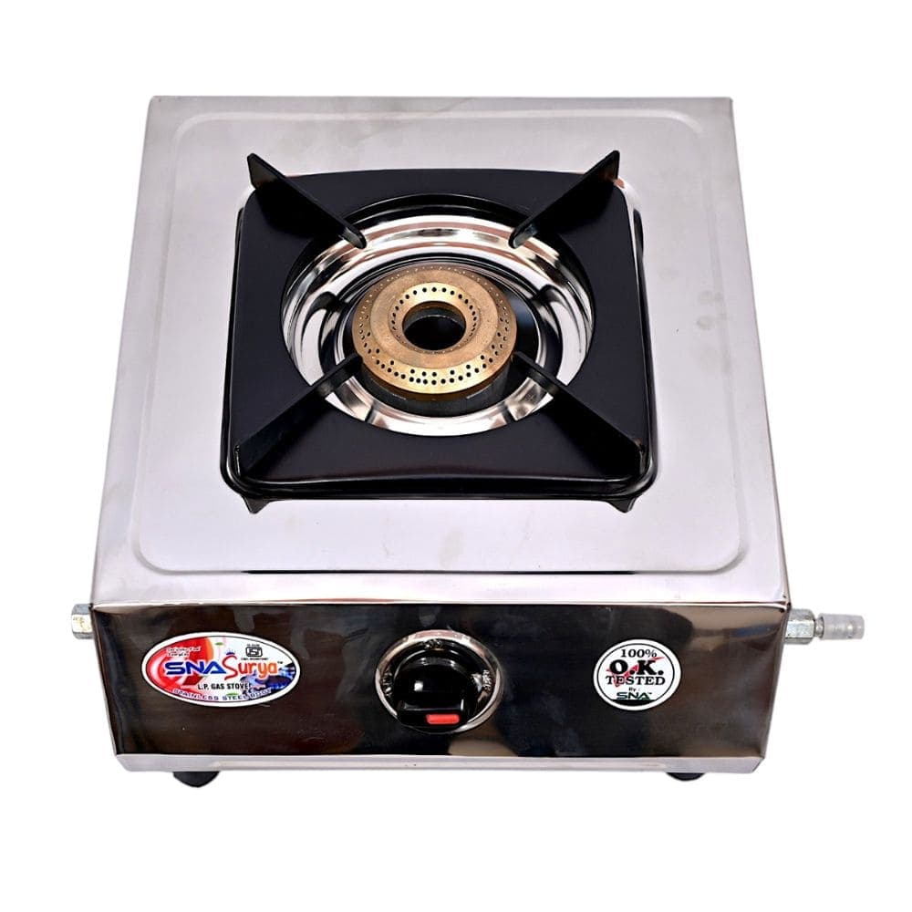 Heavy-Duty Single Burner Gas Stove with Premium Stainless Steel and Cast Iron Support