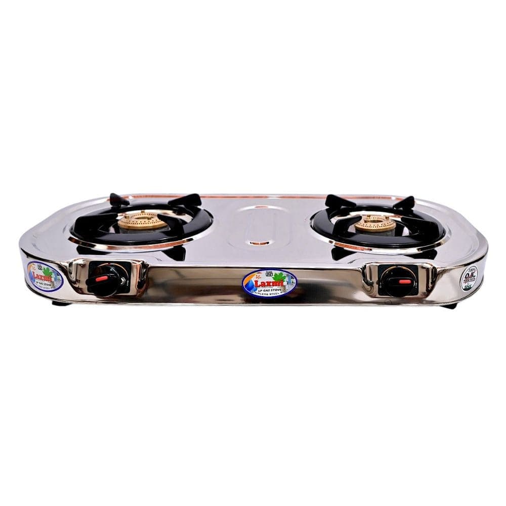 Round-Design Two-Burner Gas Stove with Stainless Steel Frame and Brass Burners