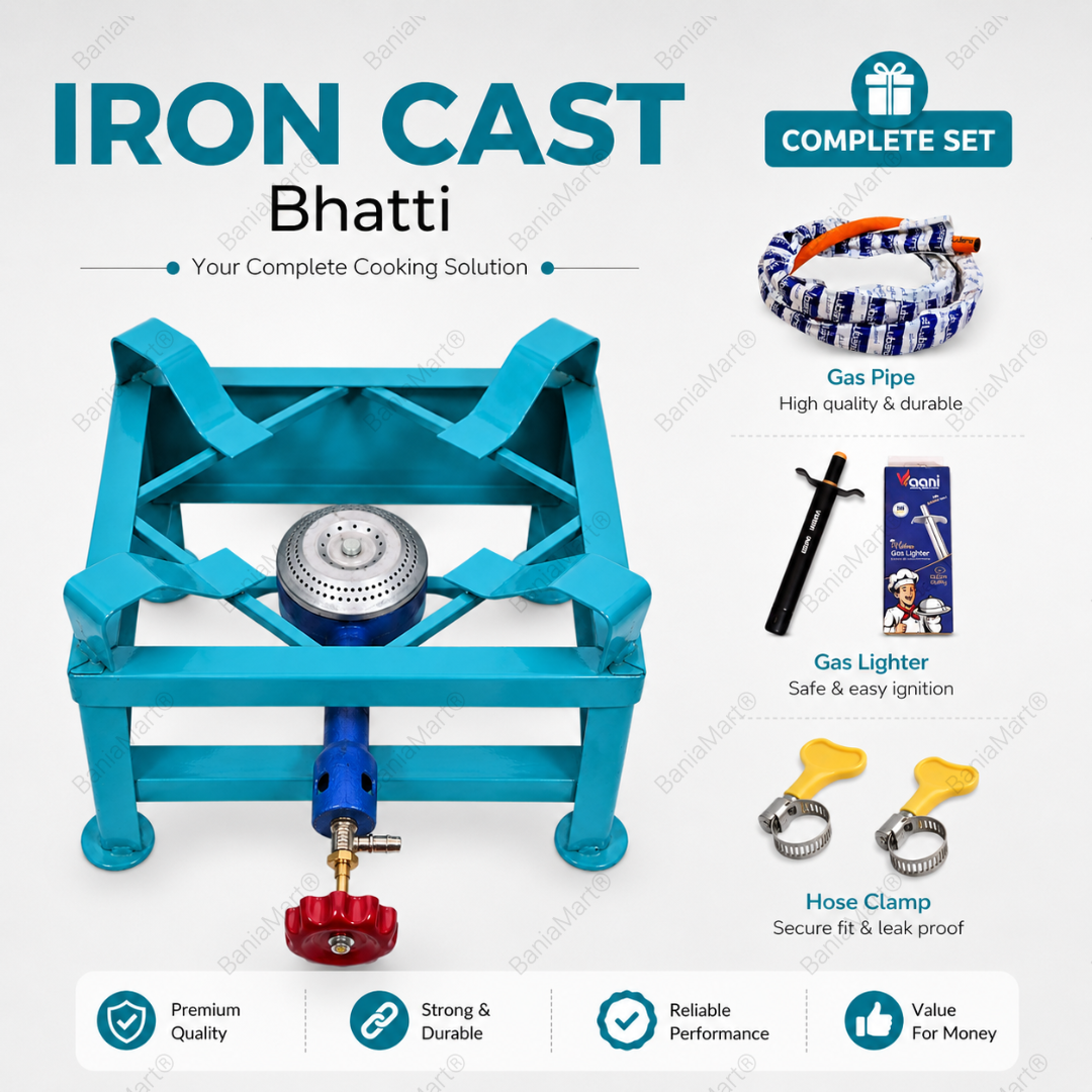 BaniaMart Iron Square Bhatti with complete Accessory Kit