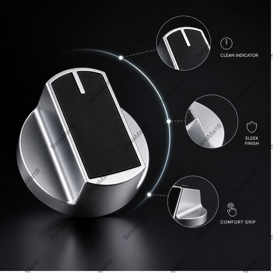 BaniaMart Metal Silver Gas Stove Replacement Knobs