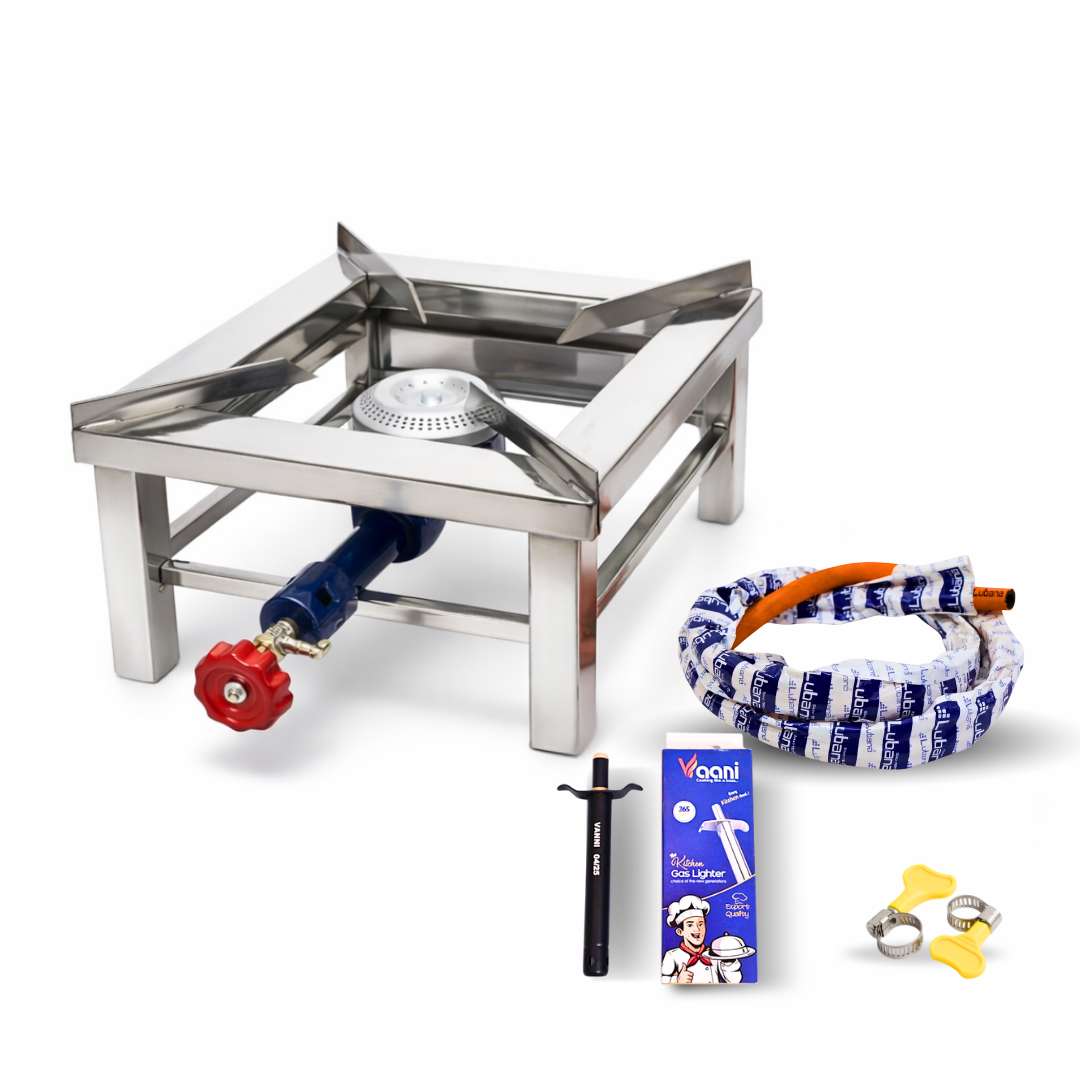 BaniaMart Stainless Steel Square Bhatti with complete Accessory Kit
