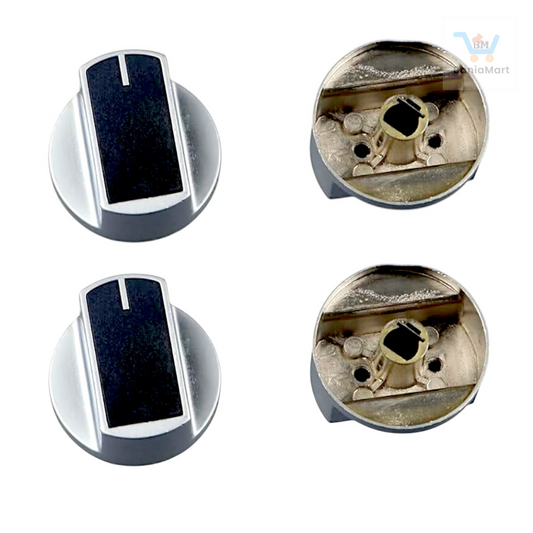 BaniaMart Metal Silver Gas Stove Replacement Knobs