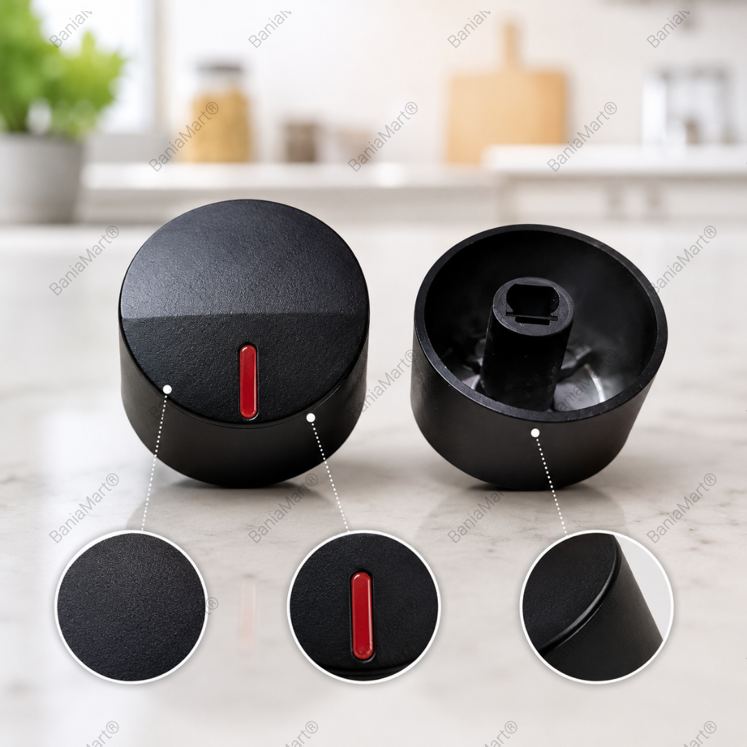 BaniaMart Metal Black Gas Stove Replacement Knob