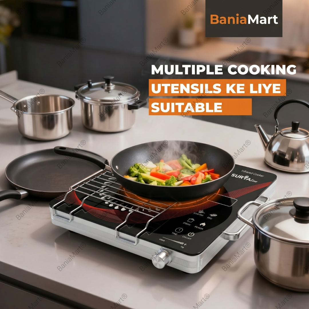 BaniaMart Infrared Induction Stove | Premium Golden and Brown finish | 2200 Watt Power