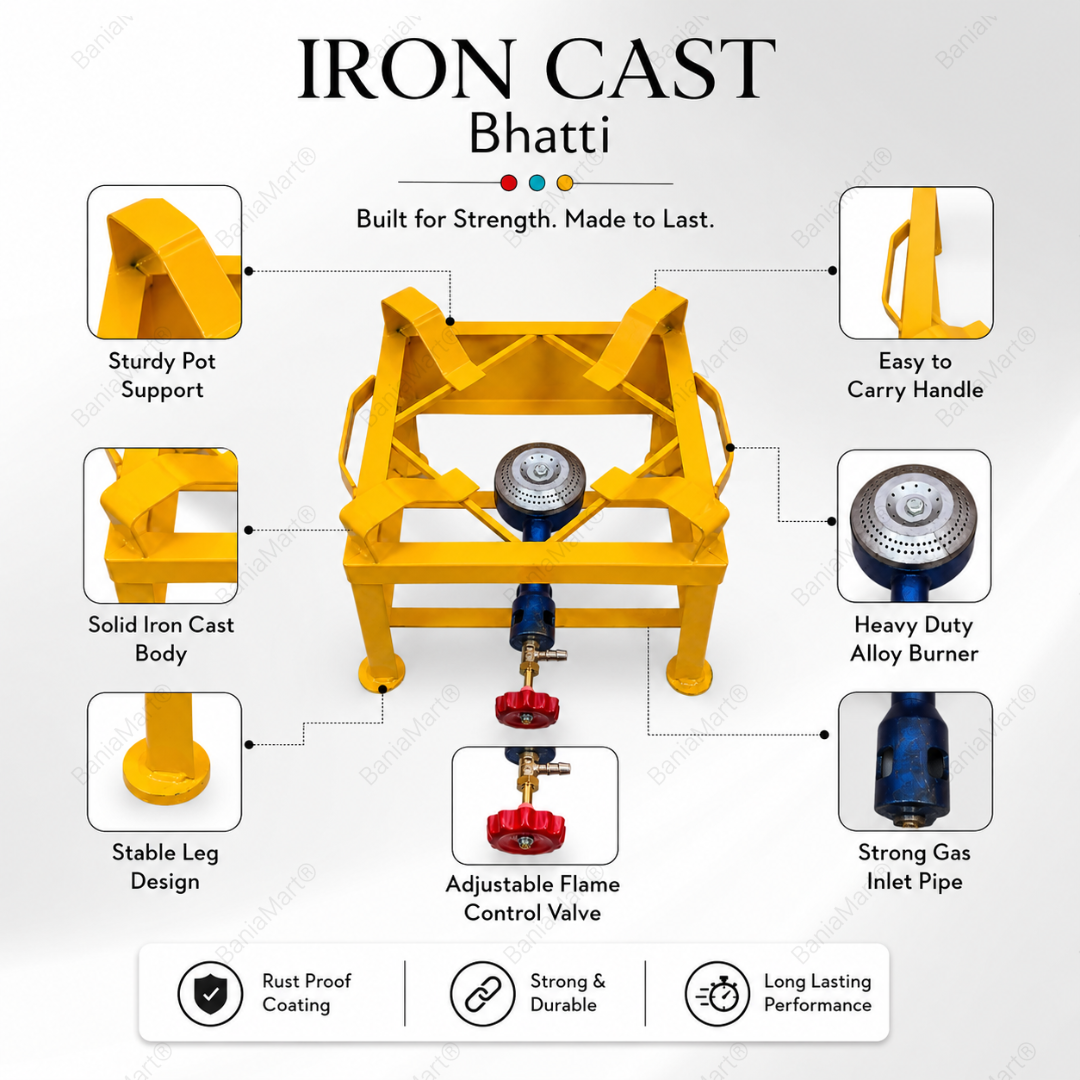 BaniaMart Iron Square Bhatti with complete Accessory Kit