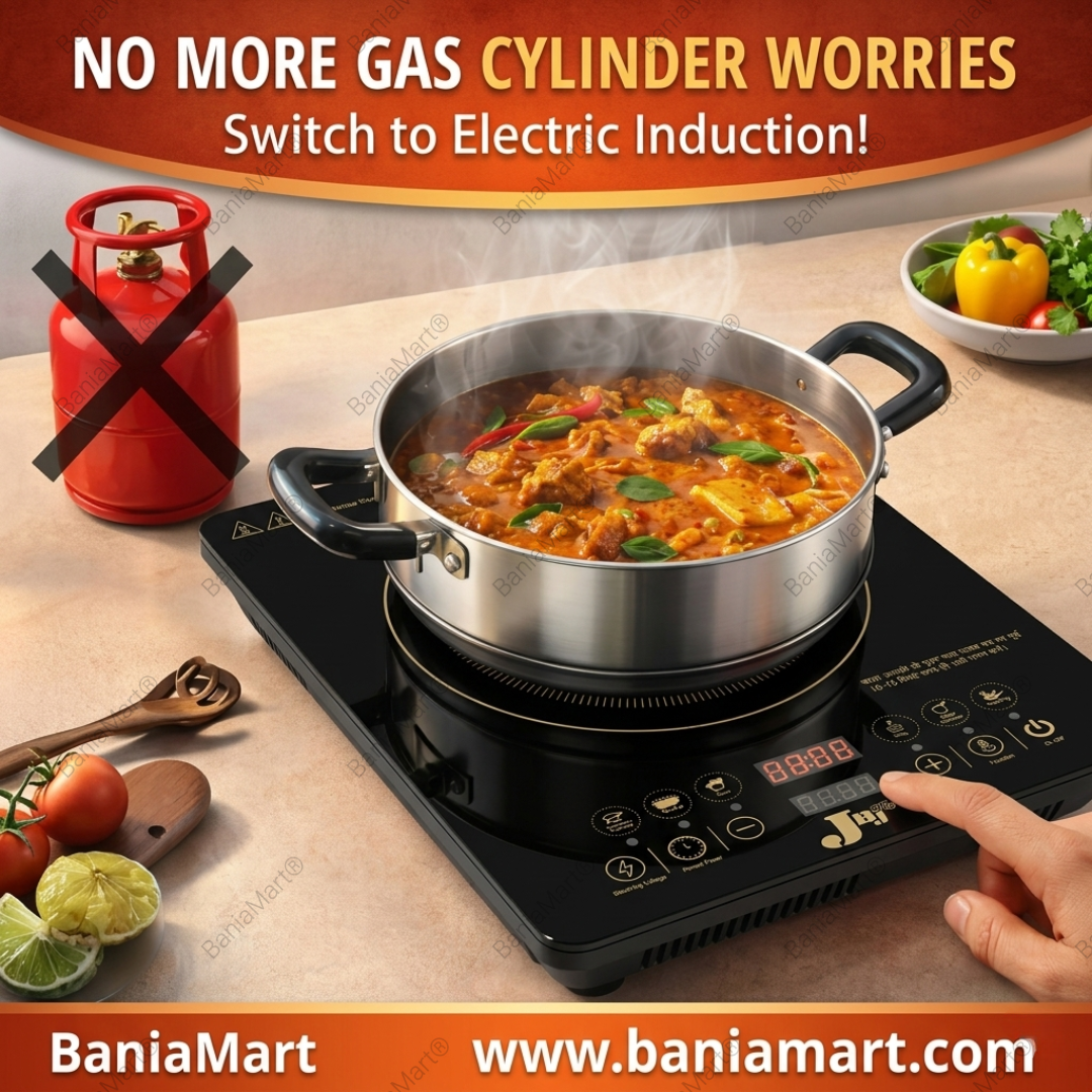 BaniaMart Induction Stove | Premium black glossy finish | 2000 Watt Power