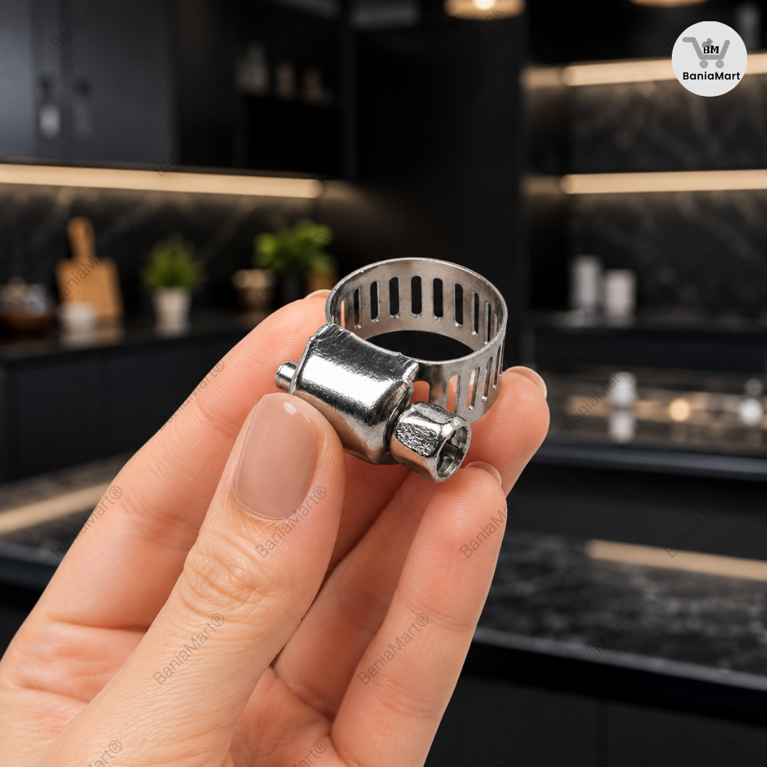BaniaMart Gas Stove Pipe / Hose SS Heavy Clip Set