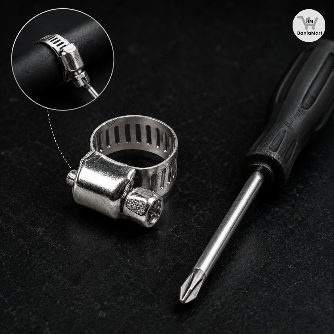 BaniaMart Gas Stove Pipe / Hose SS Heavy Clip Set