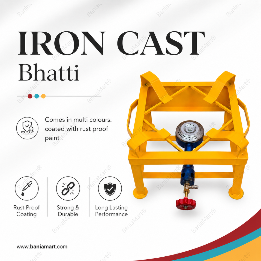 BaniaMart Iron Square Bhatti with complete Accessory Kit