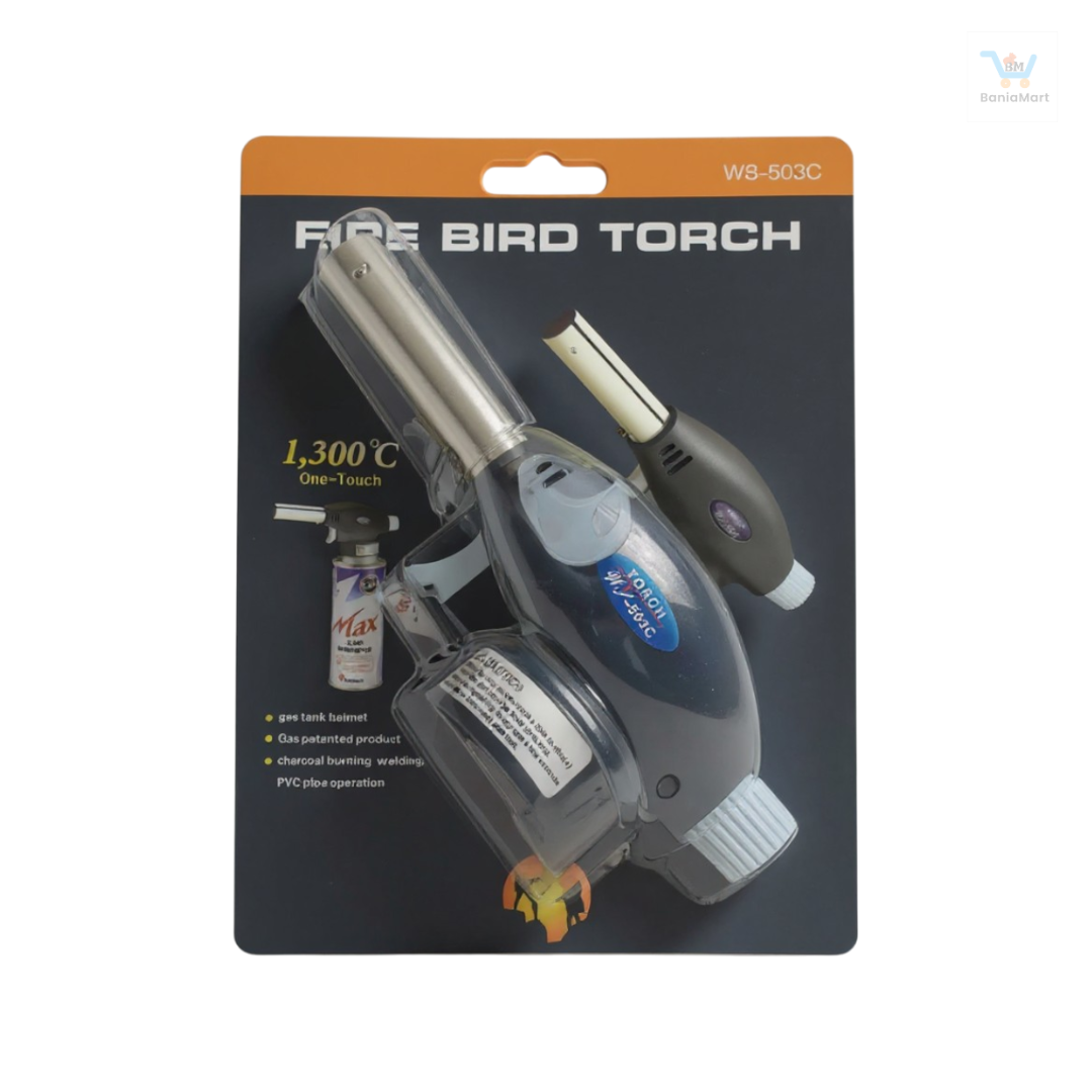 BaniaMart AutoGun Ignition Butane Gas Blow Torch with Butane Bottle