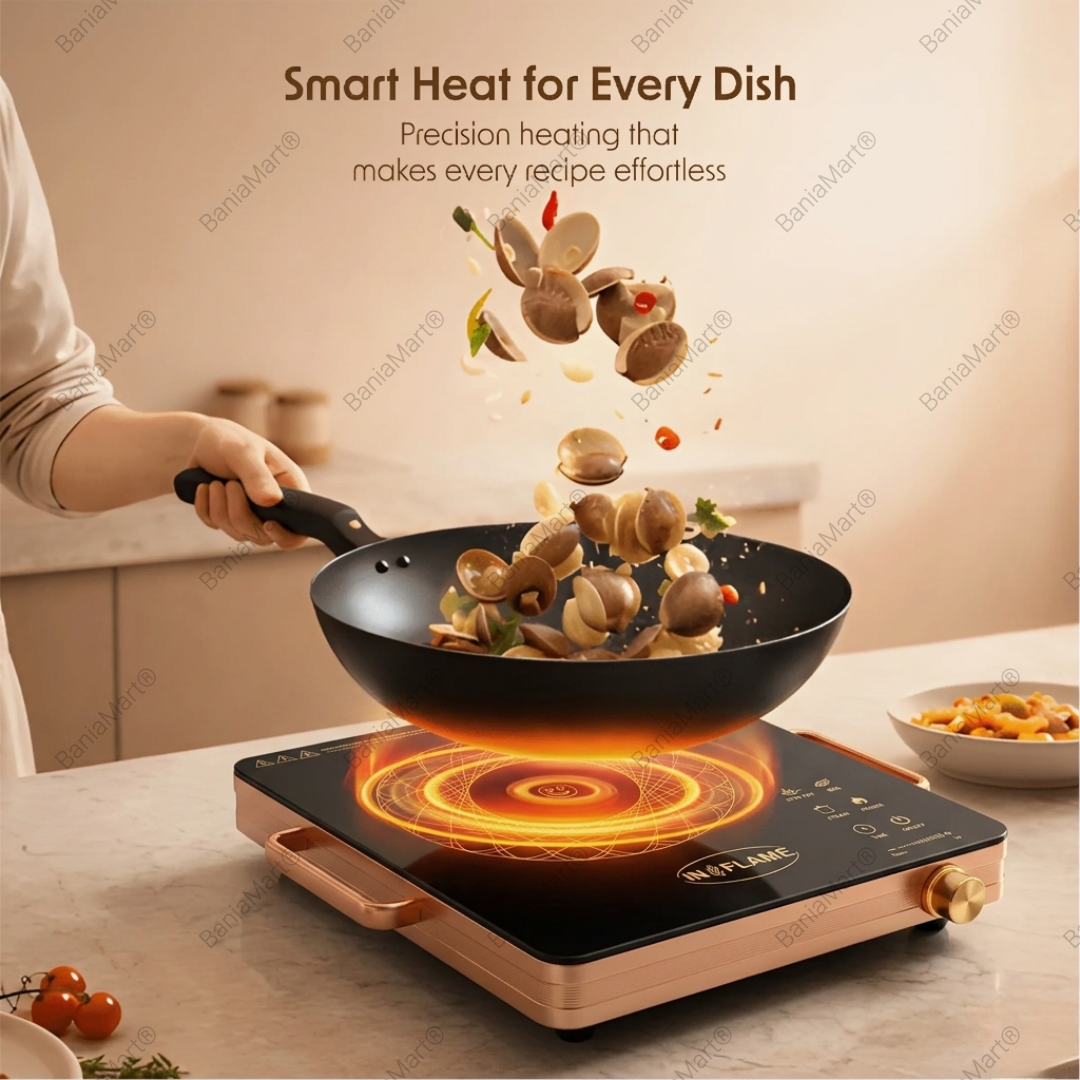 BaniaMart Infrared Induction Stove | Premium Golden and Brown finish | 2200 Watt Power