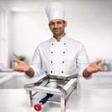 BaniaMart Stainless Steel Square Bhatti with complete Accessory Kit