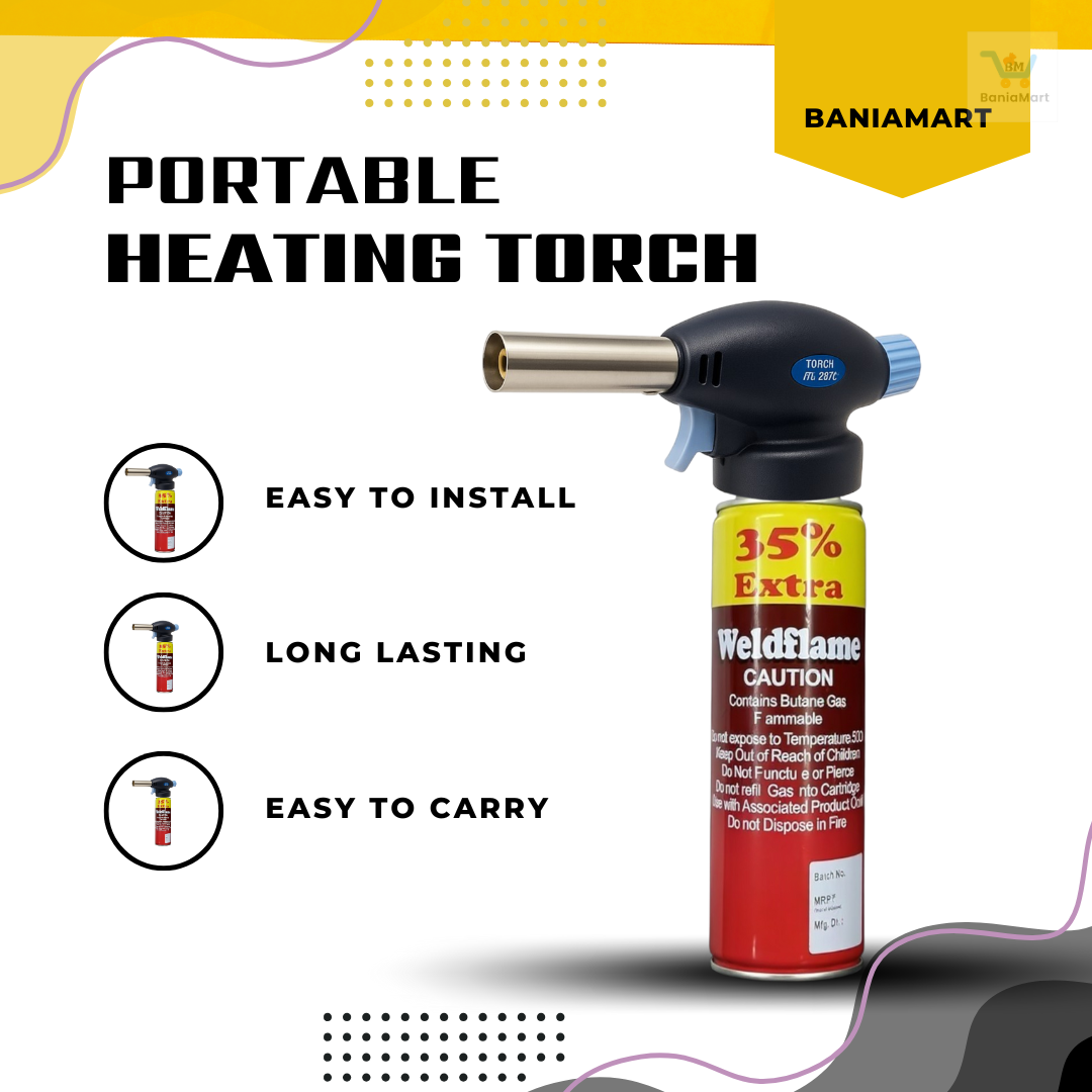 BaniaMart AutoGun Ignition Butane Gas Blow Torch with Butane Bottle