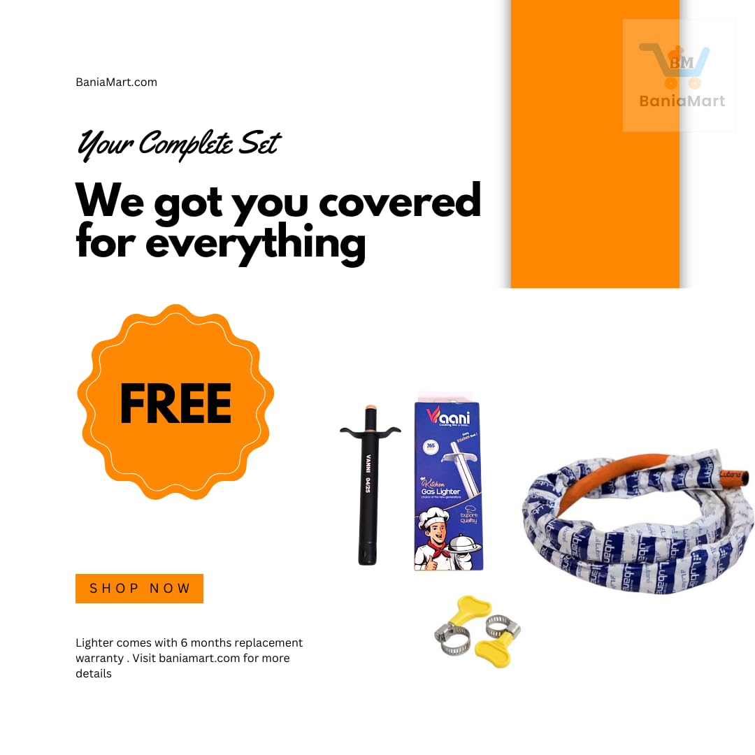 BaniaMart Stainless Steel Round Bhatti with complete Accessory Kit