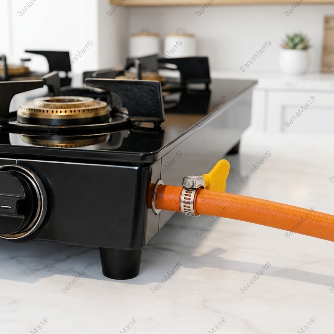 BaniaMart Gas Stove Pipe / Hose SS Butterfly Clip Set