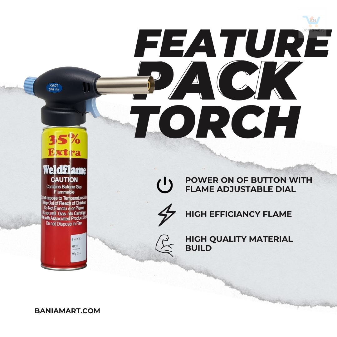 BaniaMart AutoGun Ignition Butane Gas Blow Torch with Butane Bottle