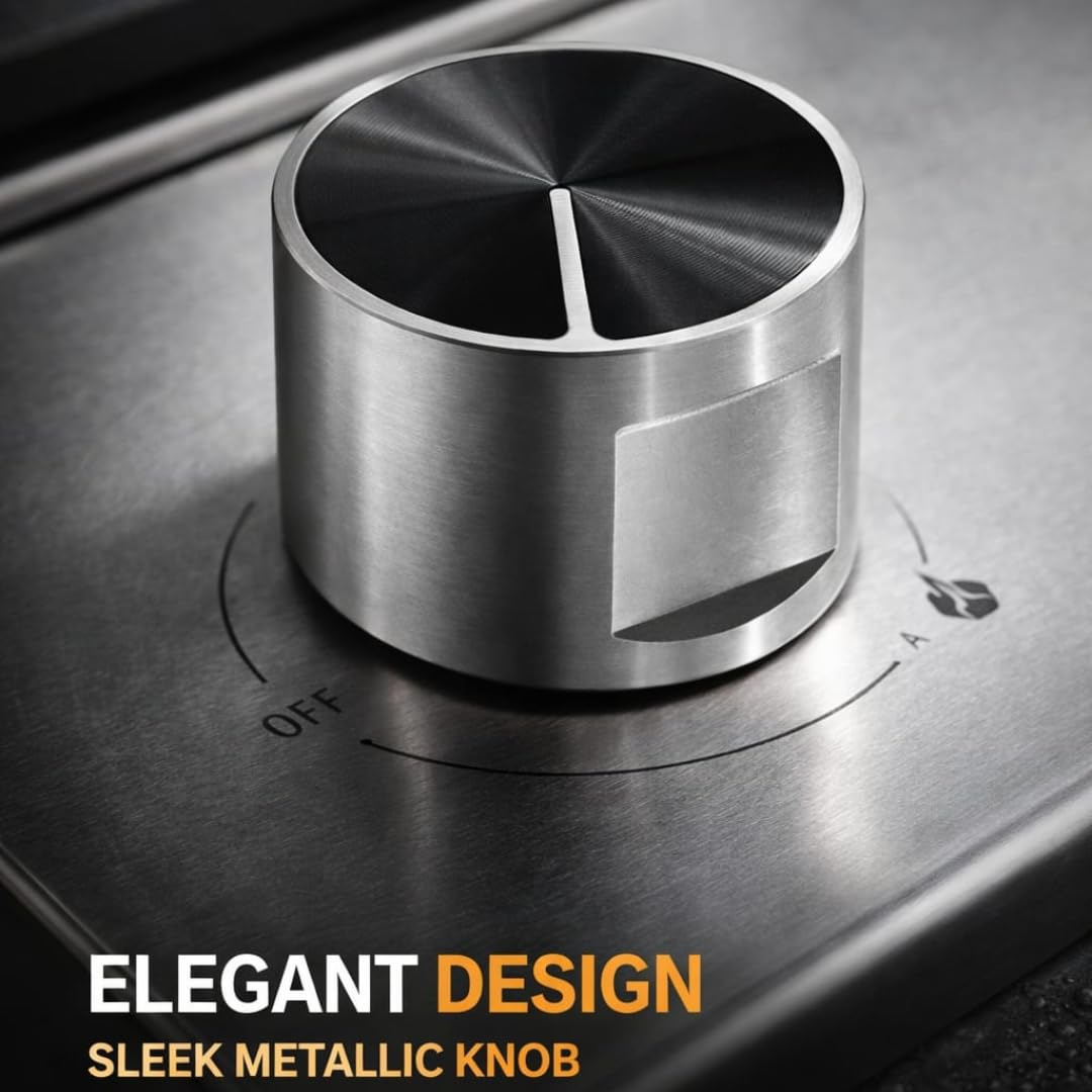 BaniaMart Metal Silver Round Gas Stove Replacement Knob