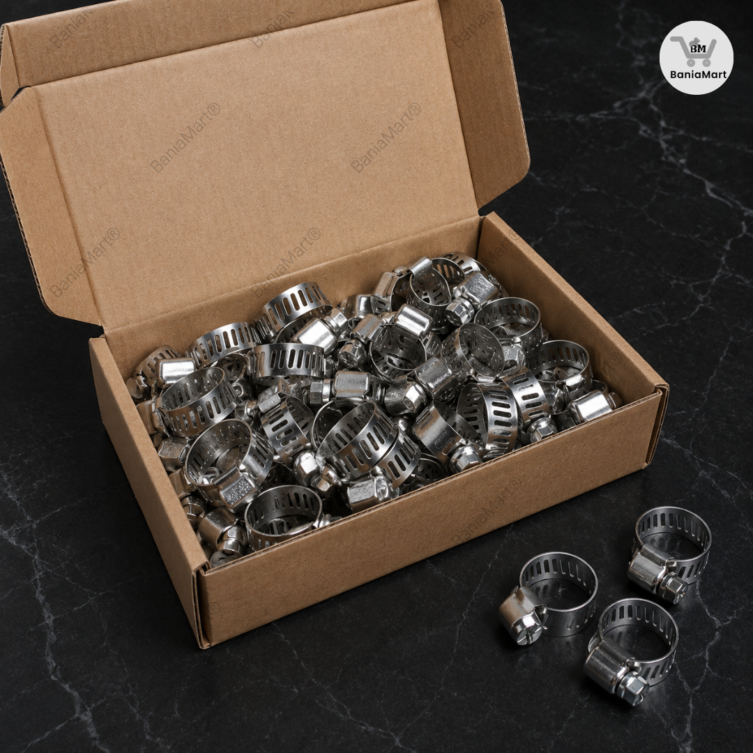 BaniaMart Gas Stove Pipe / Hose SS Heavy Clip Set
