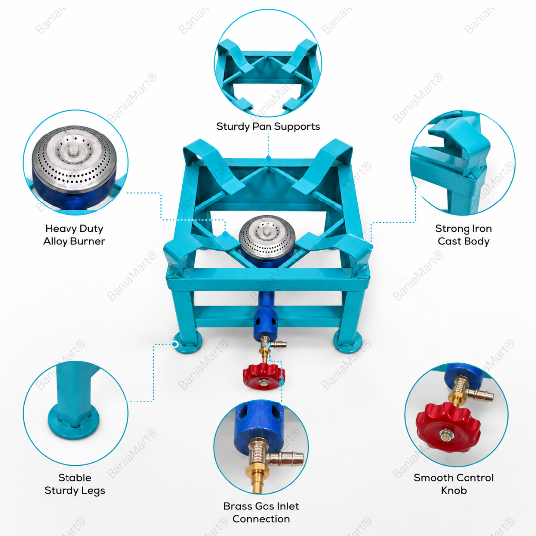 BaniaMart Iron Square Bhatti with complete Accessory Kit
