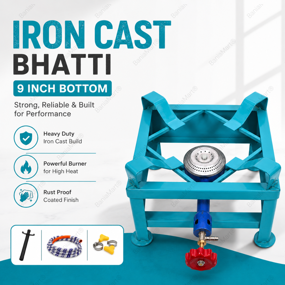 BaniaMart Iron Square Bhatti with complete Accessory Kit